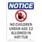 Signmission OSHA Notice, 5" Height, No Children Under Sign With Symbol, 5" X 3.5", Portrait OS-NS-D-35-V-14449 - alternate 1